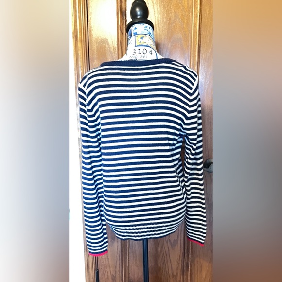 J Crew Fair Isle Striped Sweater-Midnight BlueWhite/Multi-Large. NWT - Picture 4 of 5